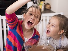 children baking with chocolate